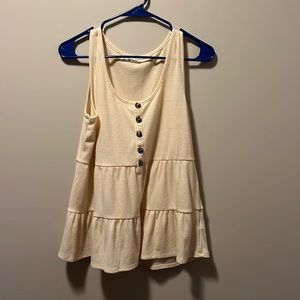 Cute White and golden yellow flowy tank top